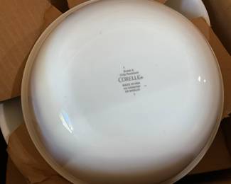 Corelle insignia on top piece of 42 pc set in box - break & chip resistant - made in USA