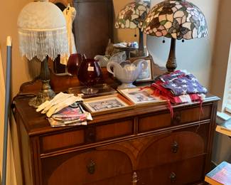 2nd Bedroom -  vintage bedroom set - includes dresser with mirror, armoire, chest and headboard, mattress & box spring set