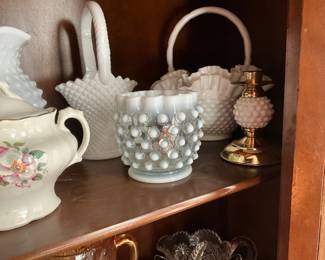 Items in China cabinet in dining room