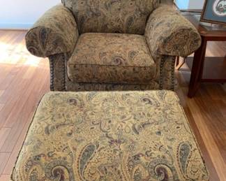 Upholstered chair and ottoman 