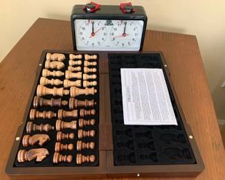 Wooden chess set and timer