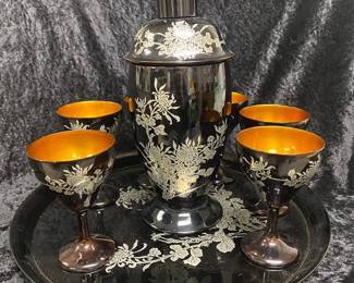 Vintage Art Deco Lacquer Cocktail Set
