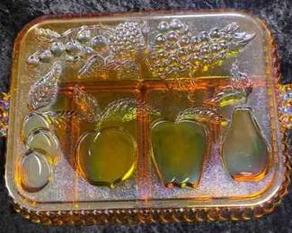 Marigold Carnival Glass Serving Tray