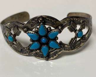 Bell Trading Post Turquoise And Silver Cuff Bracelet