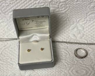 Sterling Silver Ring, Necklace And Earrings