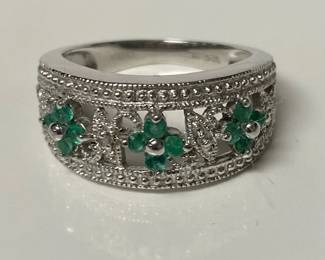 925 Sterling Silver Emerald Vine