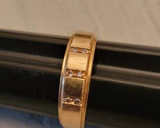 14K Gold And Diamond Mens Ring