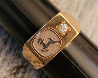 14k Gold John Deere Service Ring With Diamond