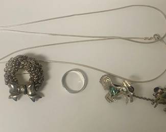 925 Necklace, Ring And Shirt Clip.