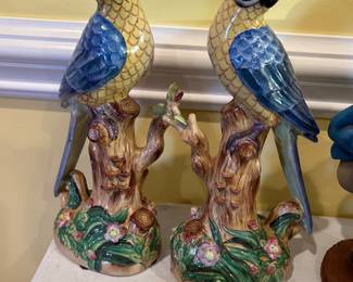 Vintage Andrea By Sadek pair of Parrot ceramic