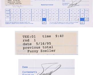 Fuzzy Zoeller autographed golf card