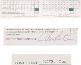 Tom Kite signed golf score card