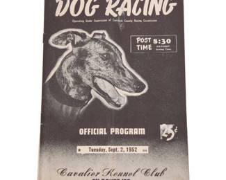 1952 Dog Racing program