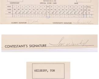 Tom Weiskopf signed golf score card