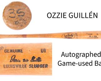 Ozzie Guillén autographed and game-used baseball bat