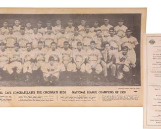 1939 Cincinnati Reds Wheel Cafe Menu #2
