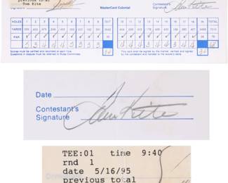 Tom Kite signed golf score card