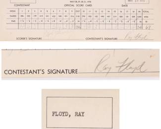 Ray Floyd signed golf score card
