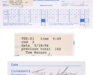 Tom Watson signed golf card