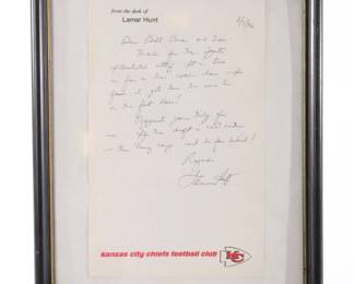 Hand written letter from Lamar Hunt