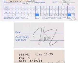 Davis Love III signed golf card