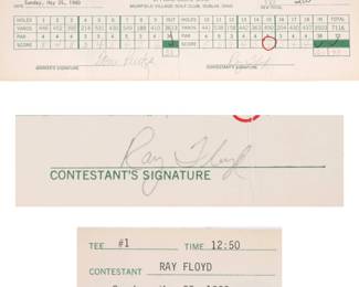 Ray Floyd signed golf score card