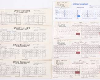 Lot of signed golf score cards