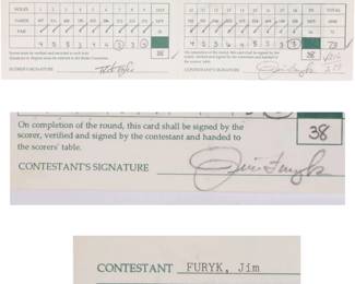 Jim Furyk signed golf score card