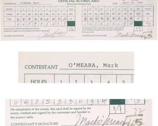 Mark O'Meara signed golf card