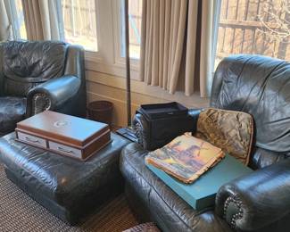 leather chairs and ottoman