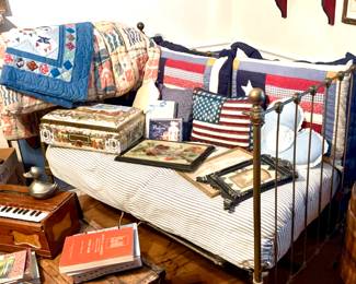 Vintage crib and various patriotic decor 