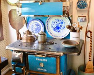 Blue Princess Antique cast iron enameled stove. Fabulous condition! 