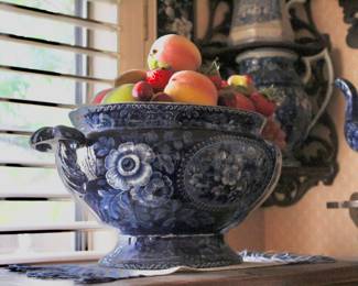 Flow blue table centerpiece 