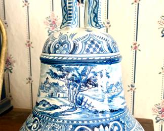 Blue painted ceramic bell