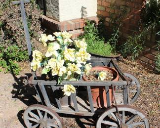Wood wagon garden decor 