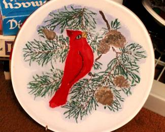 Cardinal bird dish 