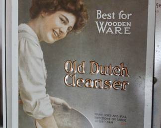 Vintage Old Dutch Wood Cleanser metal sign sales poster 