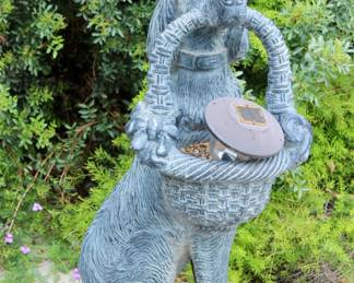 Dog holding basket cute outdoor decor