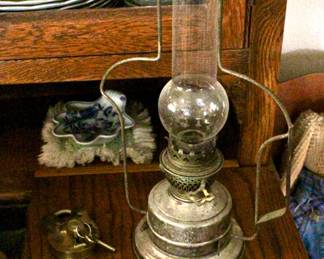 Vintage oil lamp and decorative keys 