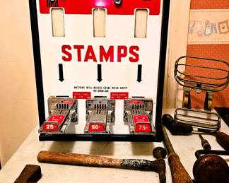Stamp machine and vintage tools 