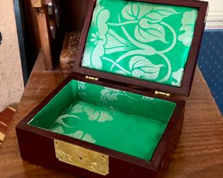 Wood and green jewelry box
