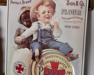 Vintage flour metal sign sales poster 