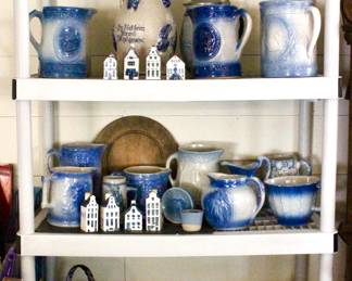 Flow blue vases and glassware 