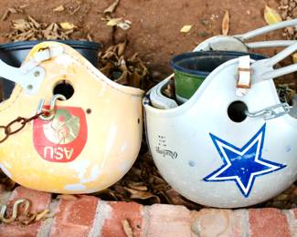 Awesome sports helmet hanging planters