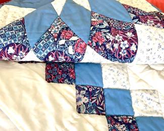 Floral and blue quilt 