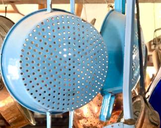 Blue vintage cooking utensils 