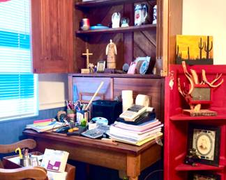 Large storage cabinet and office desk