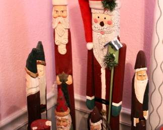 Tall Santa wood carved decor 