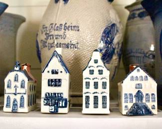 Mini glass blue houses for decor 