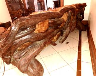 Rear construction Burl redwood sofa